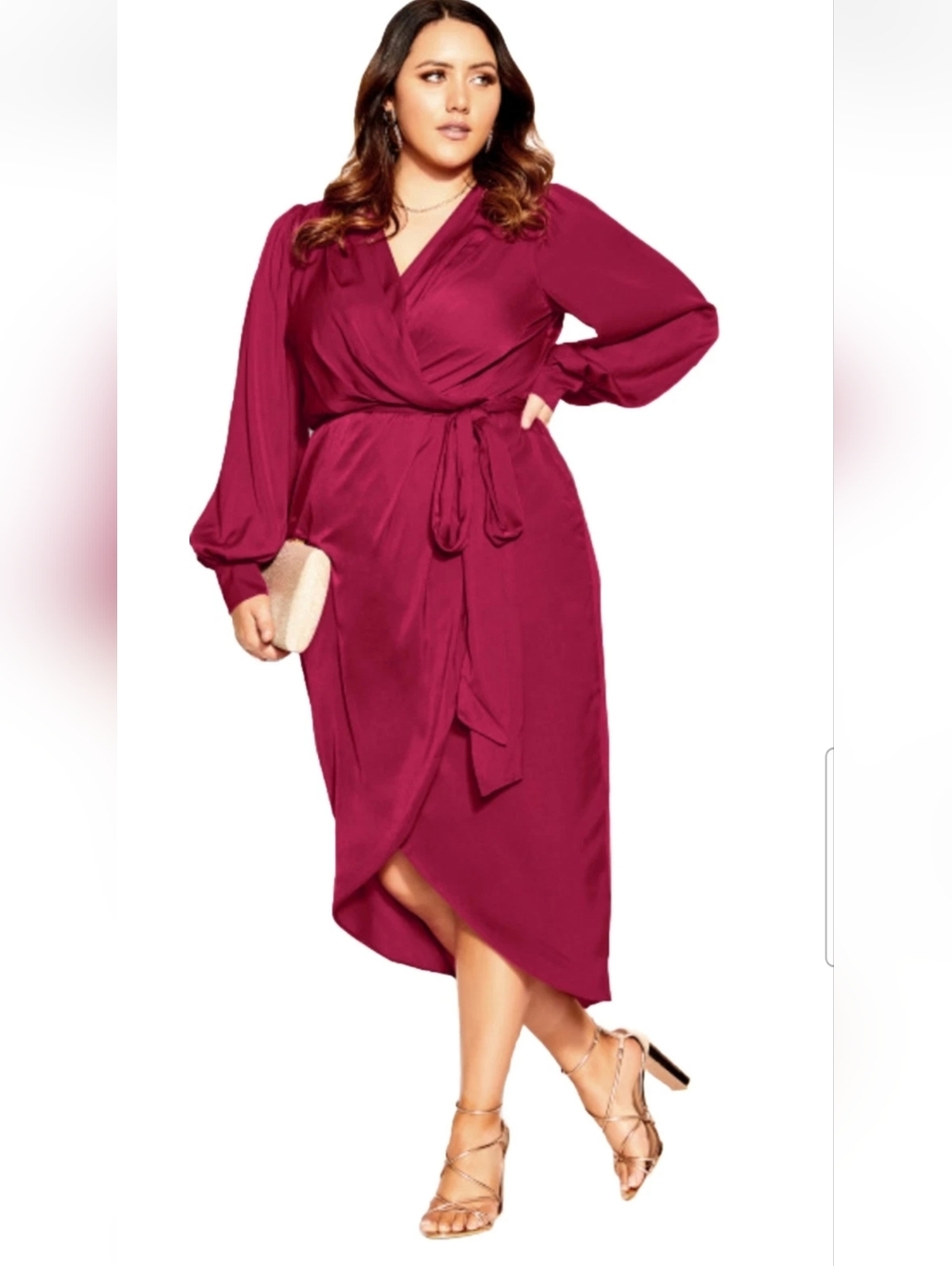 CITY CHIC Plus Size Opulent Dress Magenta Size 20